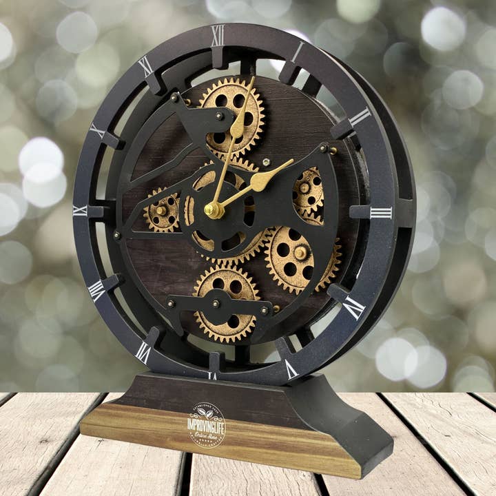 The Gears Clock - Wholesale Desk Clock - CANADA LINE DESK/WALL CLOCK 10 INCH VINTAGE BLACK6