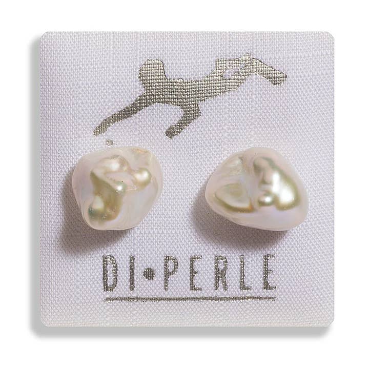 Ear studs (keshi) | 9 - 10 mm | white | 925 for wholesale by Di Perle GmbH