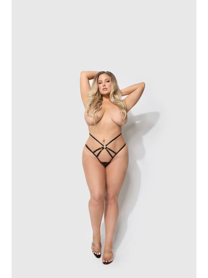 House of Desire - Wholesale Underwear - Women's - ROSALIE EMBROIDERED LACE STRAPPY BACKLESS TANGA8