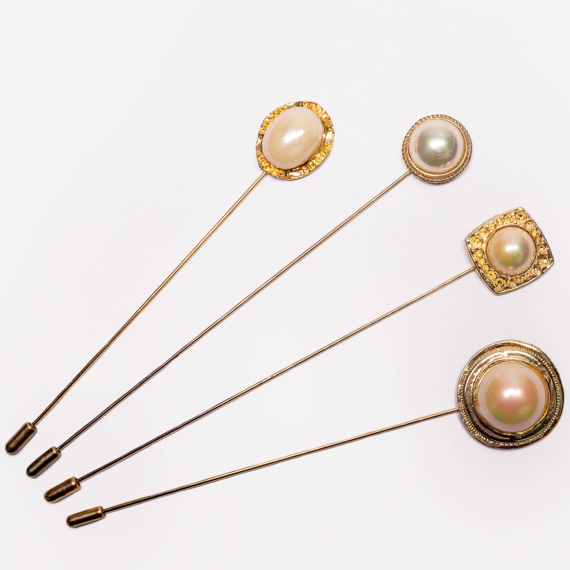 KaKyCo - Wholesale Hat Accessory - Women's - 4 Pieces Gold/Pearl Hat Pin Set | A4000-026-029PK3