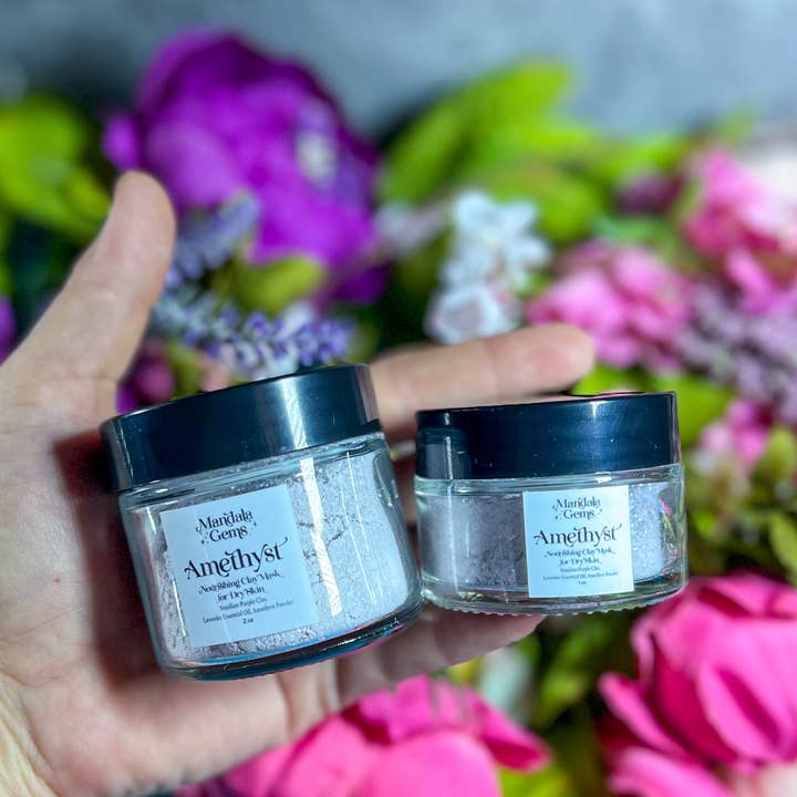 Mandala Gems - Wholesale Skincare Face Mask - Amethyst Nourishing Purple Clay Mask with Real Amethyst Sand