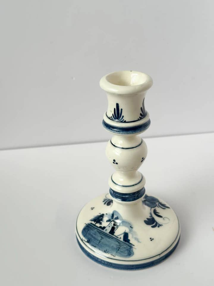 Portacandele Vintage Delft Blue Dipinto a Mano per la vendita all'ingrosso da parte di Heirloom & Honey
