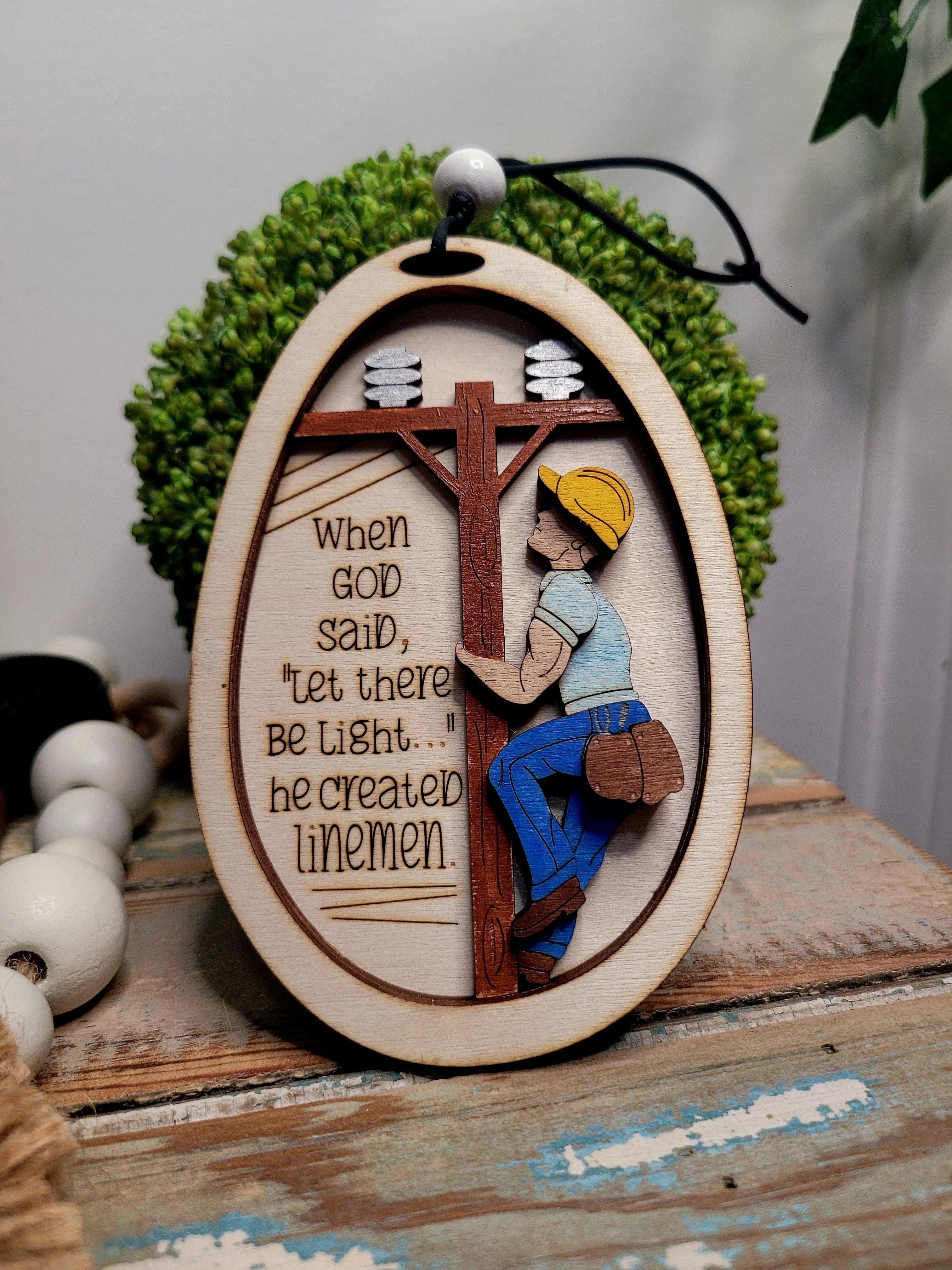 MK Lovely Boutique - Wholesale Ornament - Lineman Ornament1