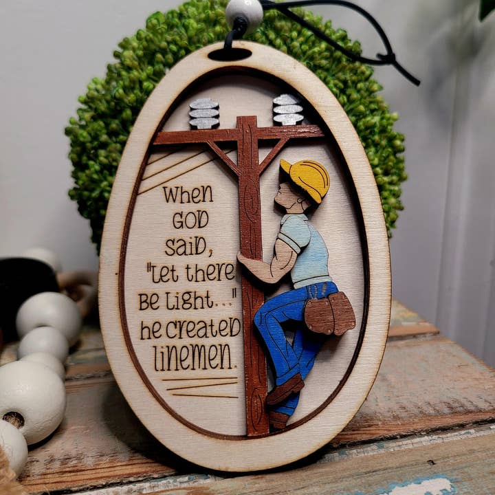 MK Lovely Boutique - Wholesale Ornament - Lineman Ornament1