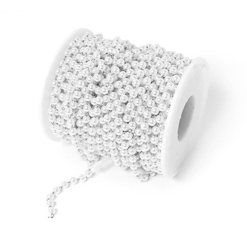 WJW - Wholesale Beads - Stainless Steel Faux Pearl Bead Chain - By The Foot1