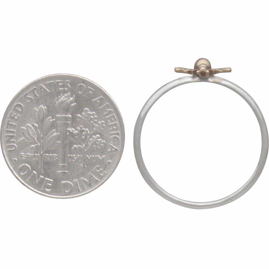 Nina Designs - Vente Anneau/bague à empiler - Bague en argent sterling avec petite abeille en bronze2