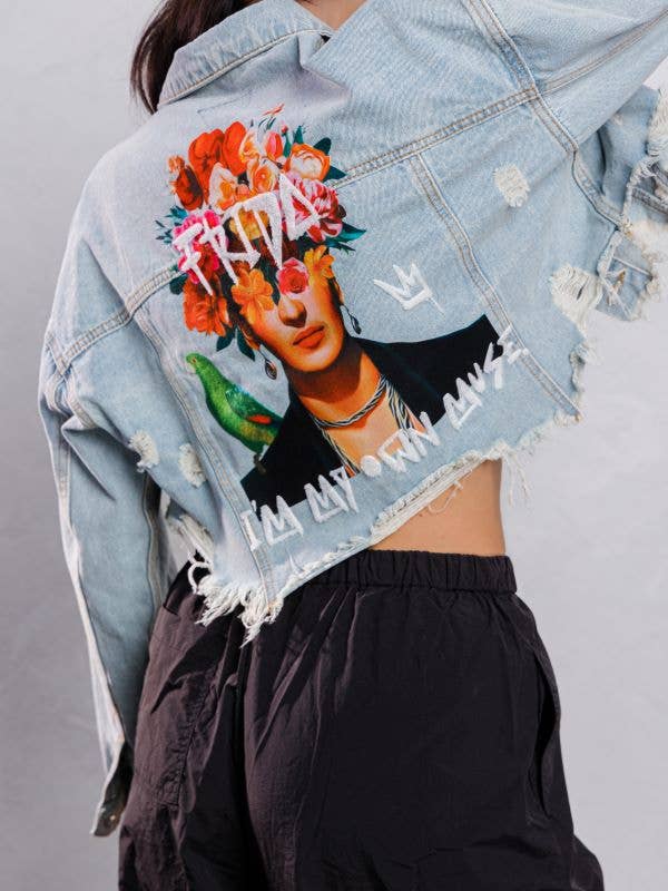 Trio Urban - Wholesale Denim Jacket - Women's - Frida Muse Crop Denim Jacket8