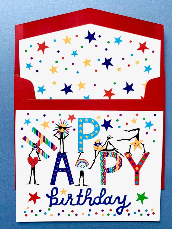 BIG Happy Birthday - Set van 10 kaarten voor wholesale door Mighty Violet Design