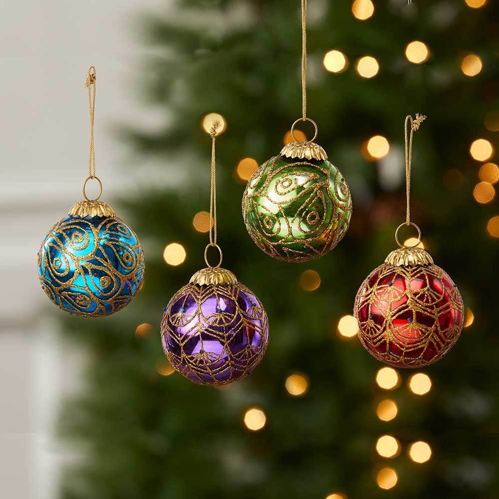 SERRV International - Wholesale Ornament Set - Glittering Glass Ornaments - Set of 41