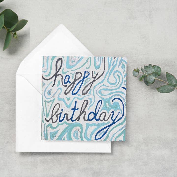 Carte cadeau : Swirly Birthday pour la vente par Blueberry Road Cards