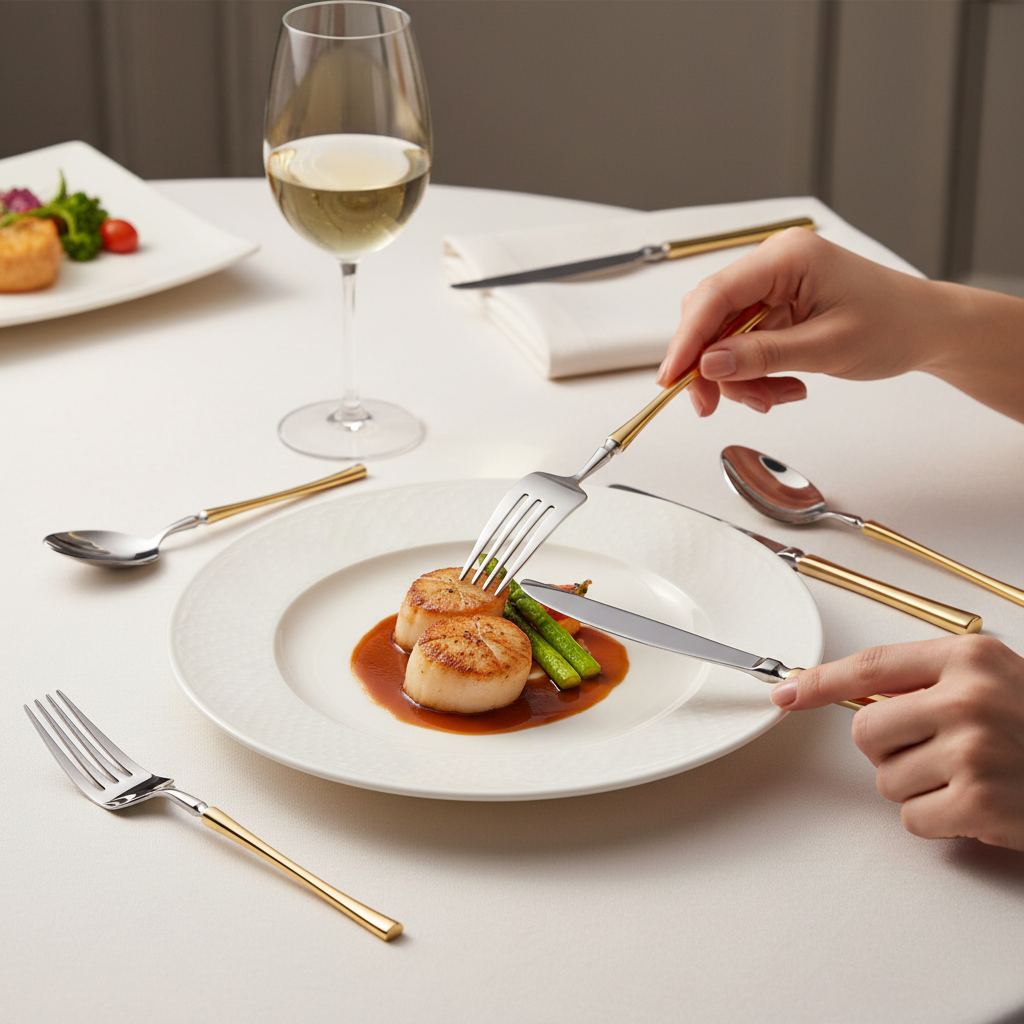 Kadra Kitchenware – wholesale Cutlery set – Vikko - Dine, Irene, Shiny Silver with Gold Handle, 18/101