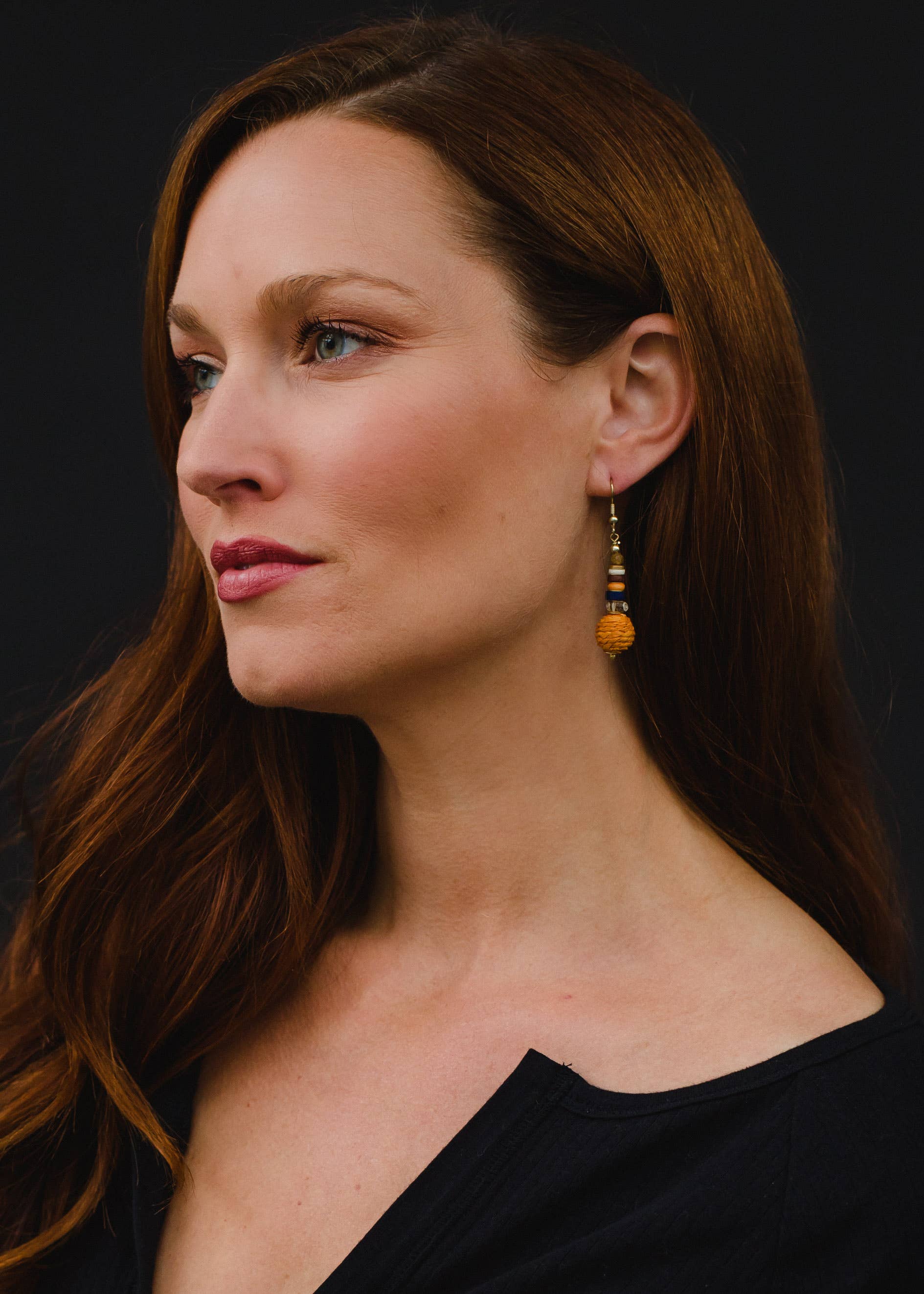 Panache Apparel Co. - Wholesale Dangle Earrings - Orange & Multicolored Beaded Earrings2