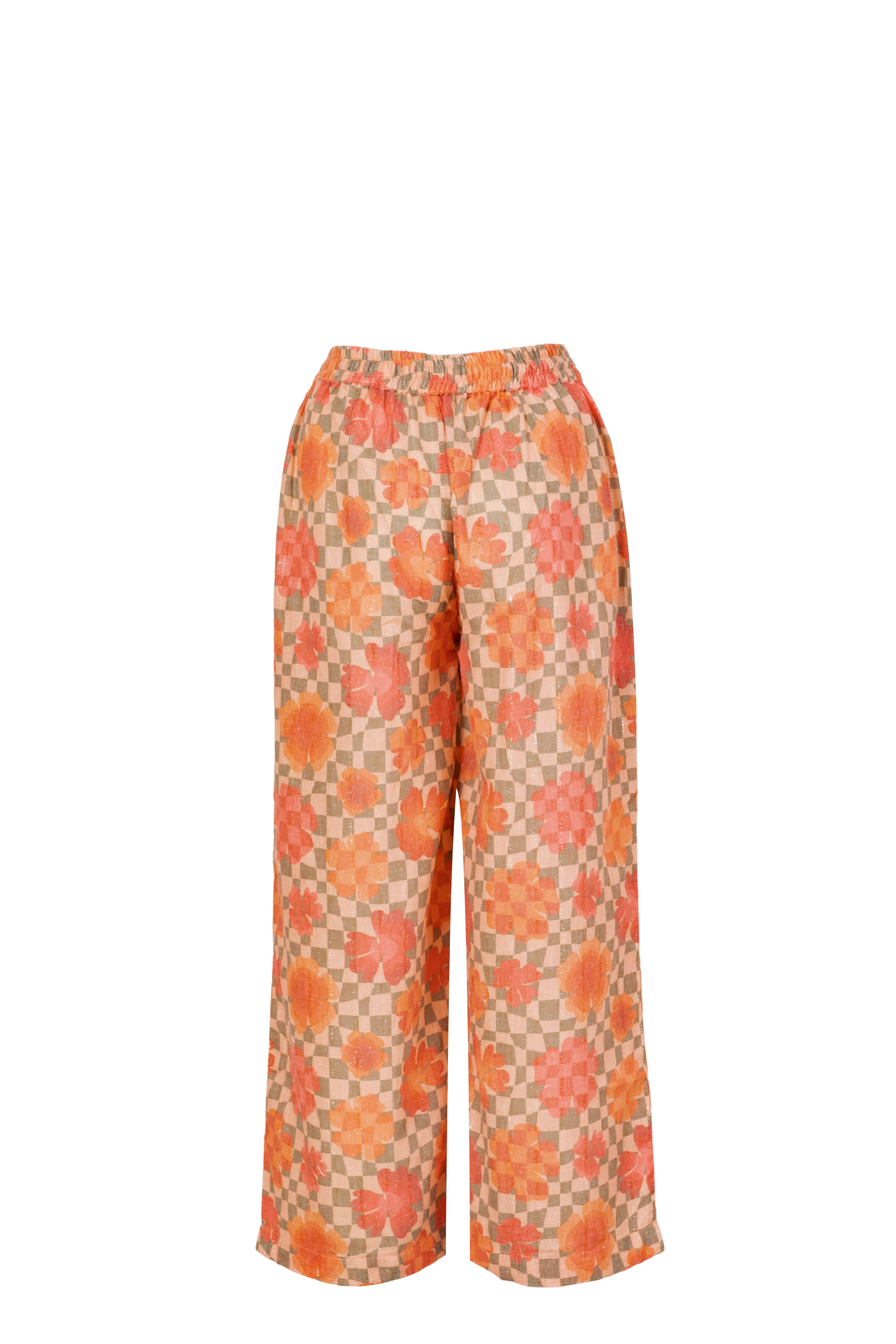 Ariastop.com corporation - Wholesale Lounge Set - Women's - Orange Cotton Jute Floral Co-Ord Set for Women2
