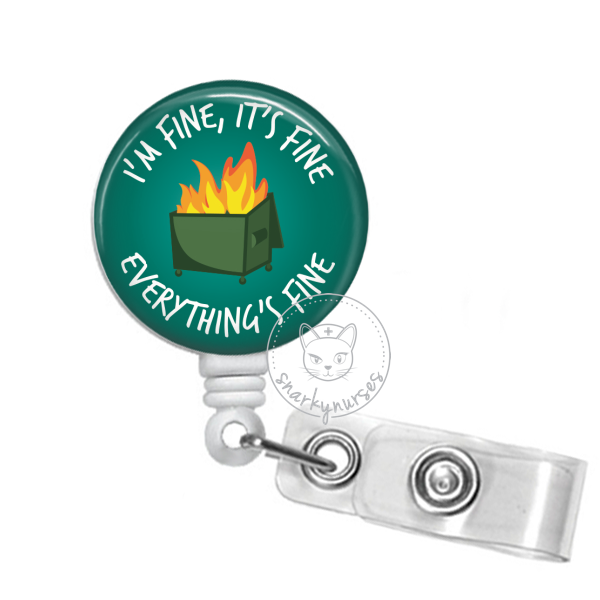 Wholesale Badge Reel: Dumpster Fire - Multiple Colors for your
