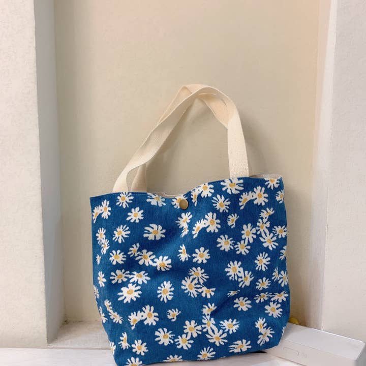 Funkyrel® Atzbranding Limited - Wholesale Tote Bag - Women's - Vintage Artistic Floral Corduroy Small Tote