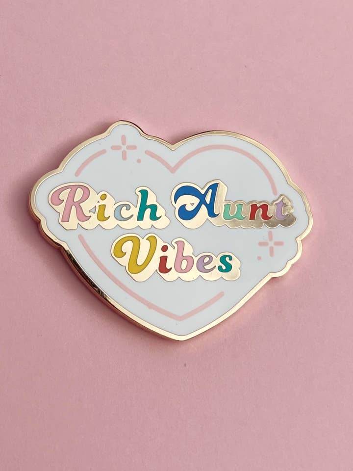 Rich Aunt Vibes in Rainbow Lapel Pin for wholesale by Lulu Bloo
