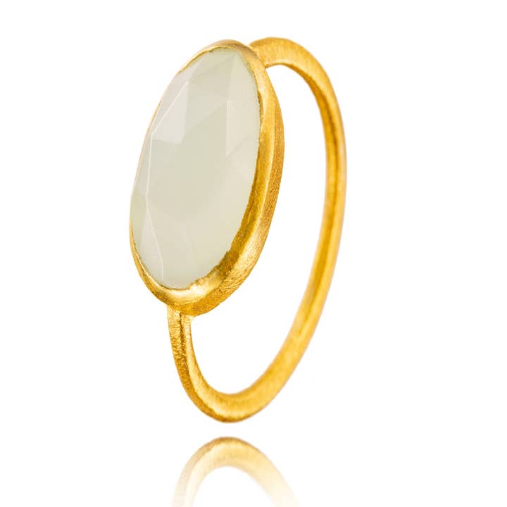 Mineralring - oval - Chalcedon - 10 - vergoldet für den Großhandel von Buganto