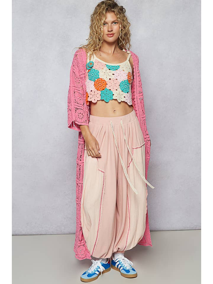 Pol Clothing - Wholesale Cardigan - Women's - Long Sleeve Crochet Open Long Cardigan5