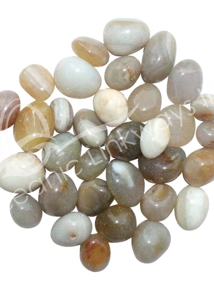 TUMBLED STONES - AGATE, BANDED 15-30 MM (KG) for wholesale by Oceanic Linkways Inc