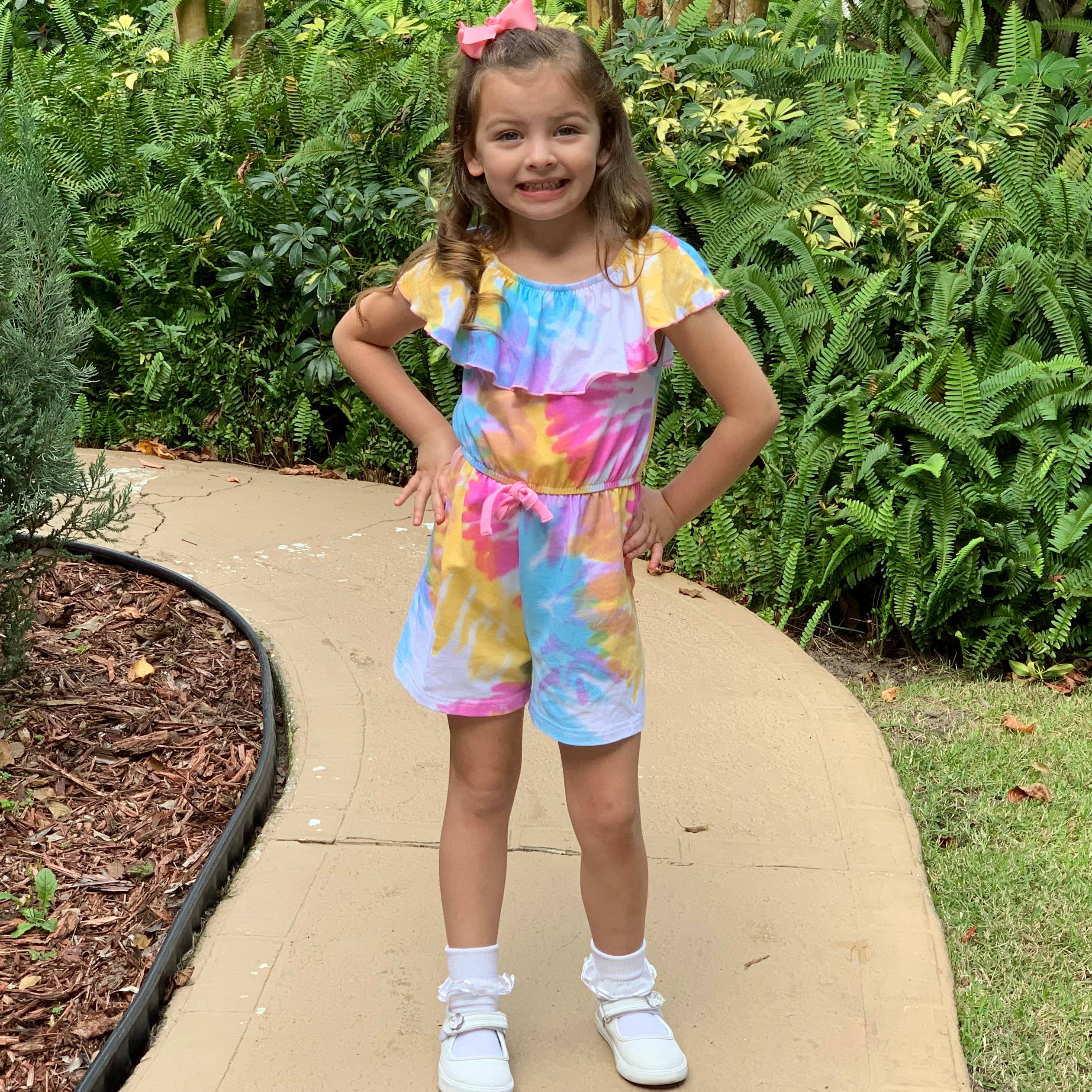 AnnLoren - Vente Combishort – enfant - Combinaison courte pour filles AnnLoren Pastel Tie Dye PrePack6