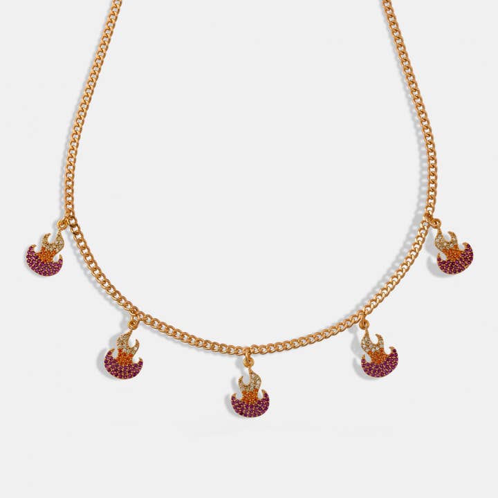 Zircon Stone Flame Necklace for wholesale by MoneyFest Jewelry