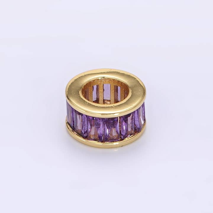 Aim Eternal - Vendita all'ingrosso Ciondolo/pendente - Charm distanziatore con pietra natale in oro riempito 14K CZ Baguette Rondell per collana braccialetto | B861 - B87210