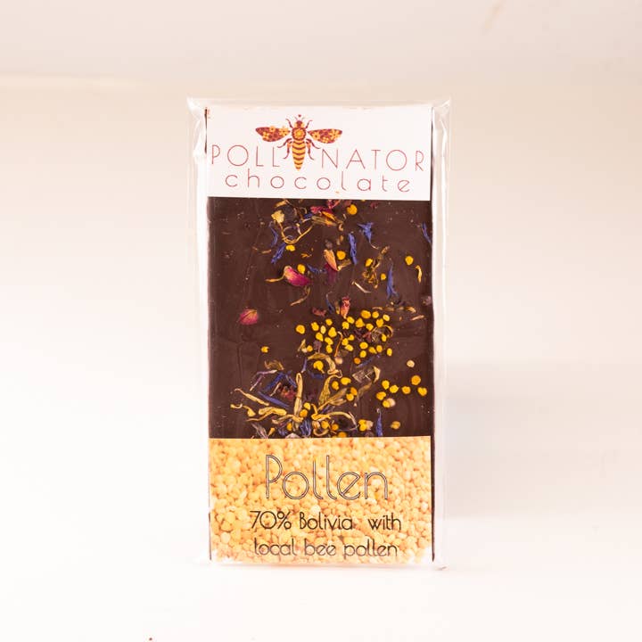 Pollinator Chocolate company - Wholesale Chocolate Bar - 70% Bar Bee Pollen with edible flowers 2