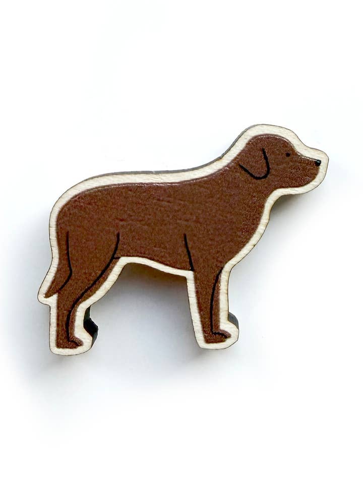Chocolate Labrador Wooden Dog Pin for wholesale by Tom Hardwick
