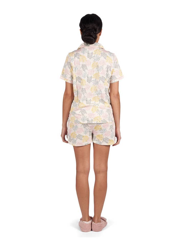 Pink Coral Reef Notch Collar Short PJ Set for wholesale on Faire