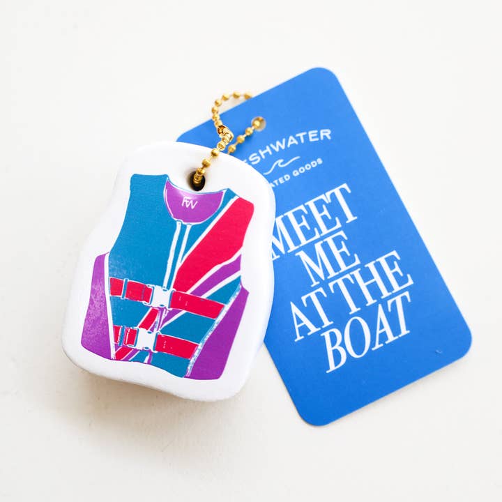 '90s Lifejacket Floating Keychain for wholesale by Freshwater Curated Goods