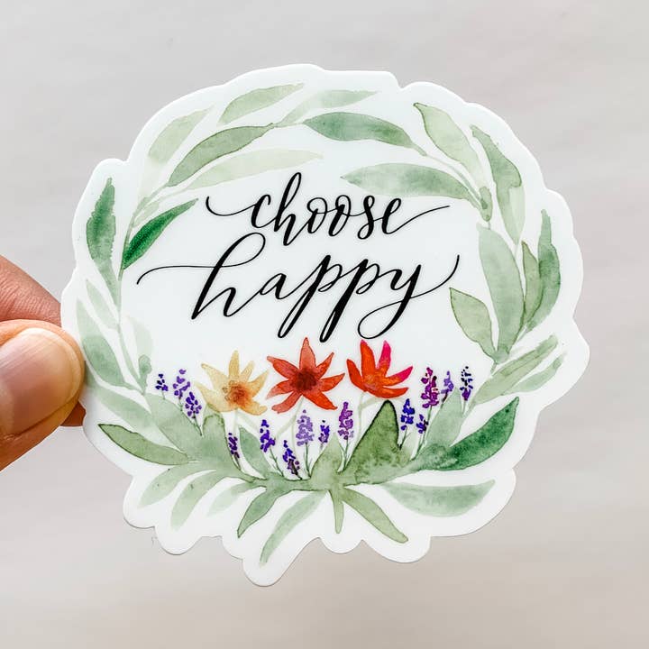 Välj lycklig krans blomma klistermärke för wholesale av Wildflower Paper Company