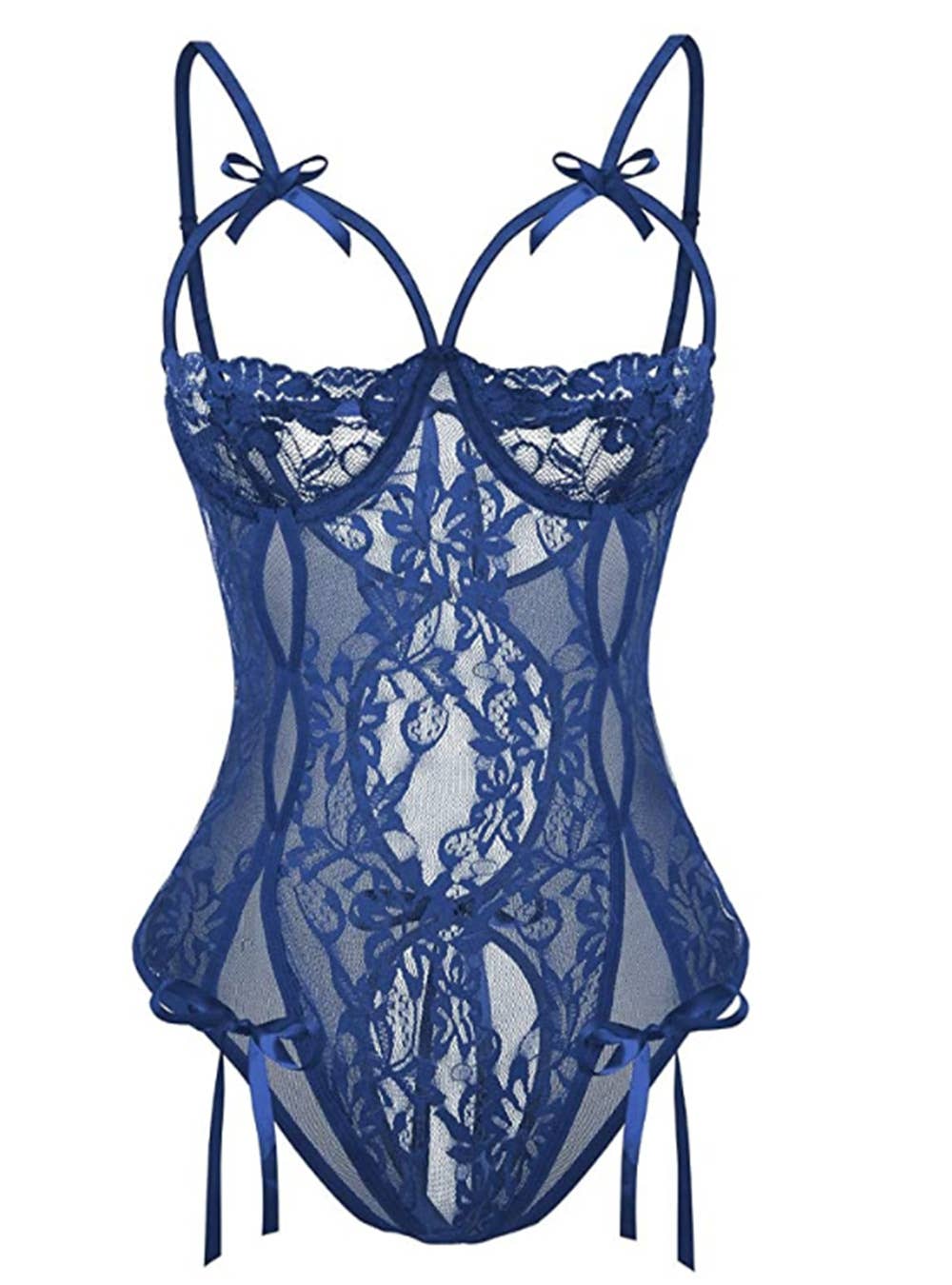 Tourtiwi - Wholesale Lingerie Bodysuit - Women's - Lace strap sexy lingerie breast-revealing bodysuit5