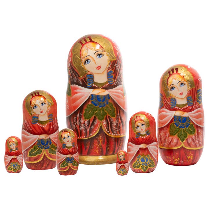 Golden Cockerel - Wholesale Decorative Tabletop Object - Russian Beauty Matryoshka Doll 7pc./7"