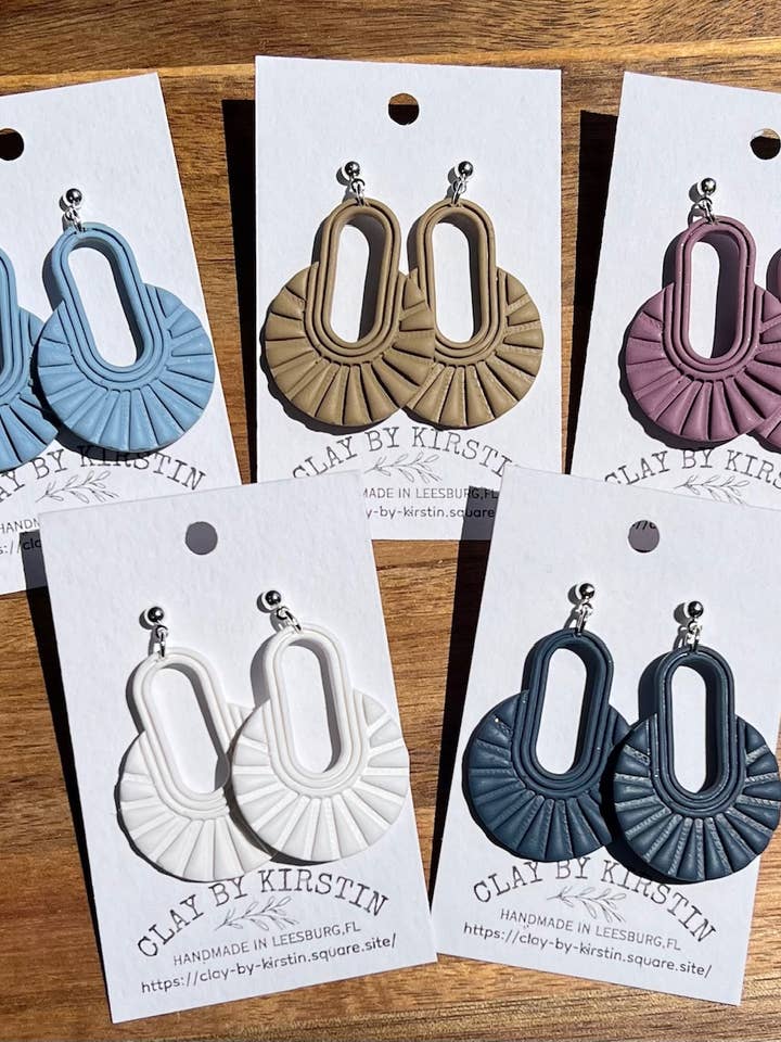 Boho Clay Earrings Neutrals with gold colored accents for wholesale by Clay by Kirstin