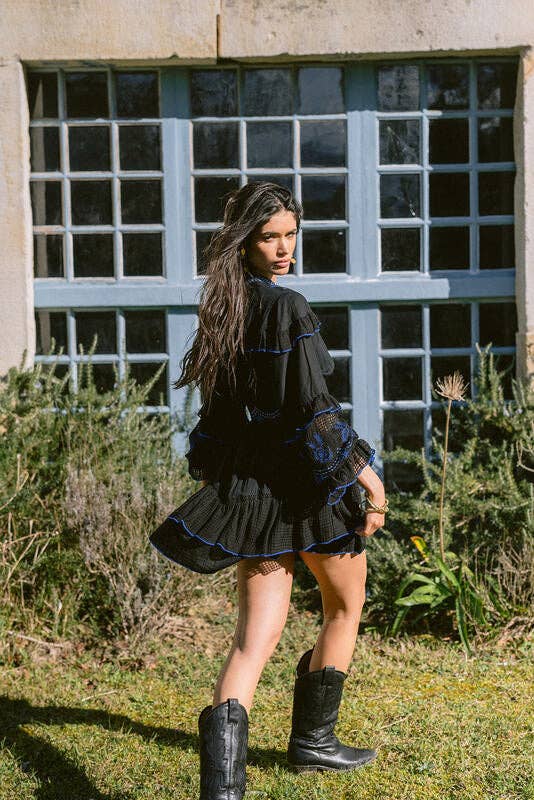 Piti Cuiti - Wholesale Dress - Women's - SAVANNA BLUE EMBROIDERED DRESS2