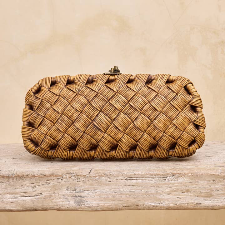 Rattan Wide Weave Clutch for wholesale by The Winding Road