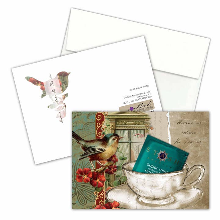The Creative Idea Shop – Großhandel Grußkarten für den Alltag – TEE-GRUSSKARTEN-SAMMLUNG MIT ECHTEN TEEBEUTELN, VÖGEL UND BLUMEN