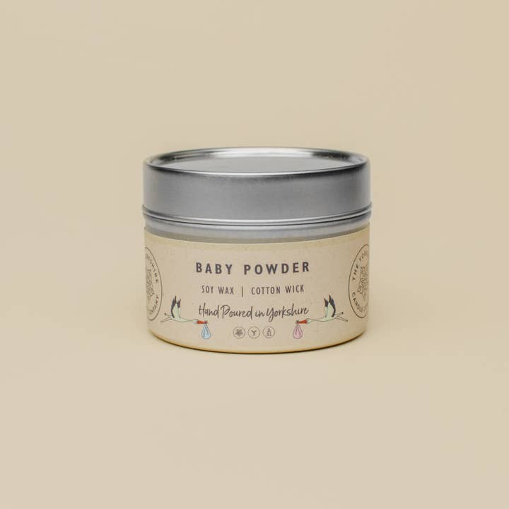 The Yorkshire Candle Company Limited - Wholesale Travel Candles - Baby Powder Small Tin | Scented Candle | Soy Wax