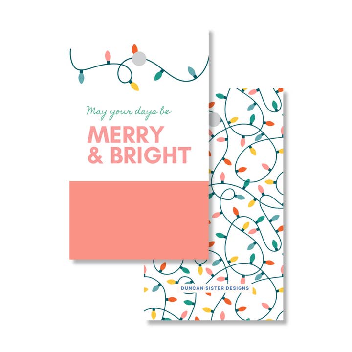 Festliga julbelysningspresentetiketter – Set om 8, tillverkade i USA för wholesale av Duncan Sister Designs