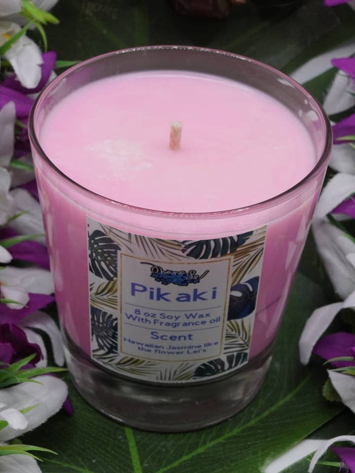 Bocal en verre à mèche de coton à la cire de soja Pikaki pour la vente par Ohanale