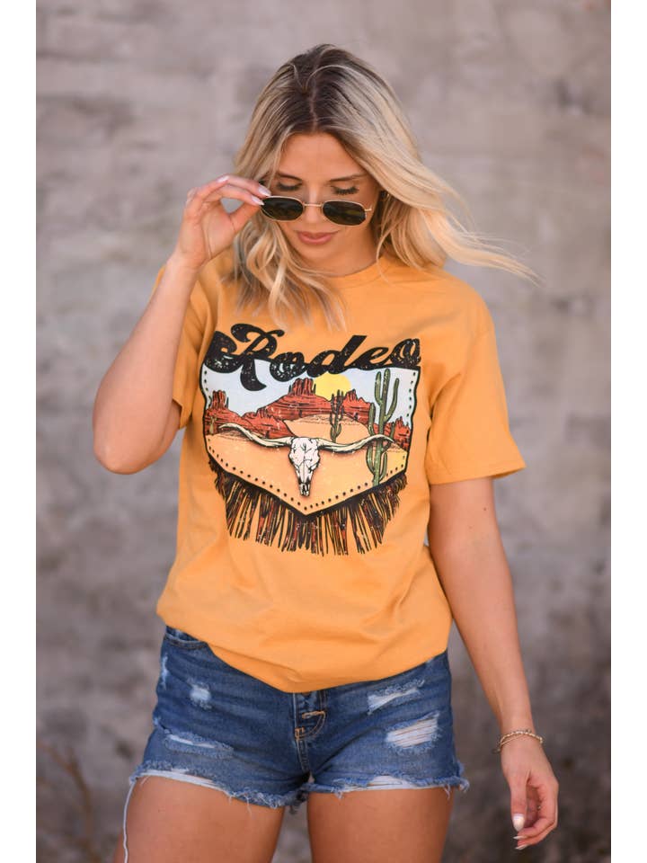 MUSTARD Rodeo Fringe tee for wholesale on Faire