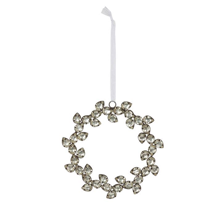 Antique Silver Gem Wreath Ornament for wholesale by Park Hill Collection