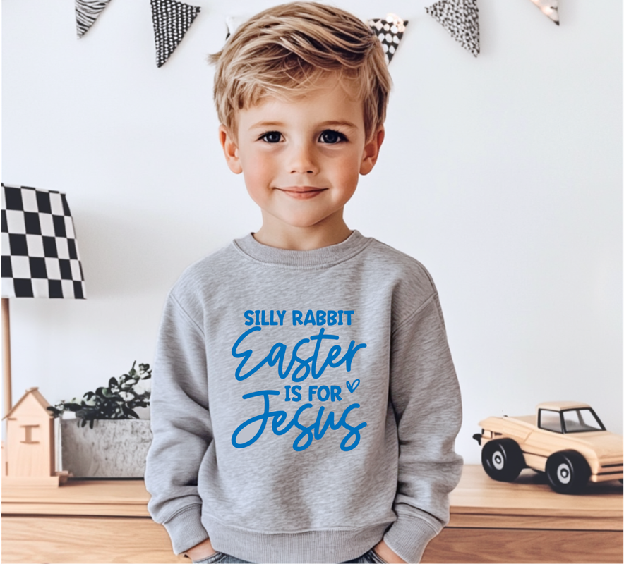 Bump & Beyond Designs - Wholesale Shirt - Kids - Silly Rabbit Easter is for Jesus, Boys Sweatshirt3