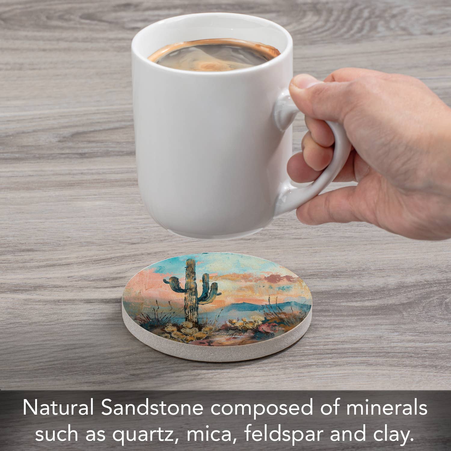 CounterArt/Highland Home/Thirstystone – Engroshandel Bordskånere – "Desert Dream" enkelt sandstensunderlag4