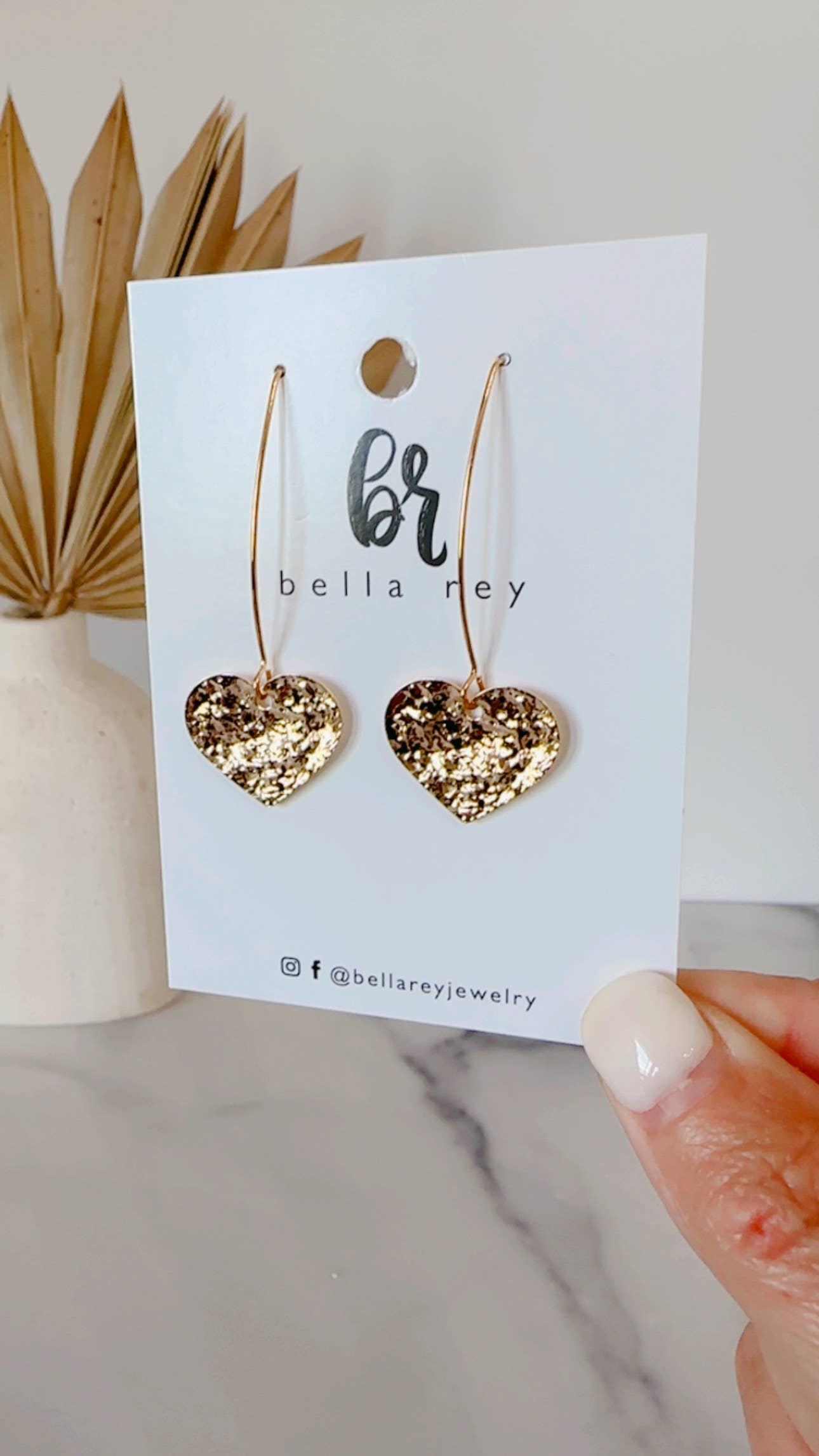 Bella Rey jewelry - Wholesale Dangle Earrings - The June heart gold plated earrings | hypoallergenic3