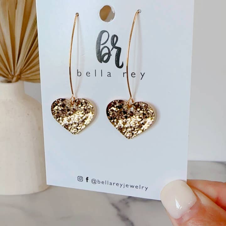 Bella Rey jewelry - Wholesale Dangle Earrings - The June heart gold plated earrings | hypoallergenic3