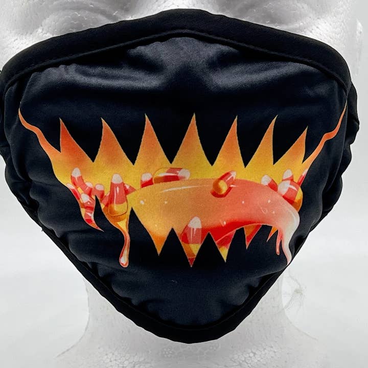 Candy Monster Candycorn Dust Face Mask With Filter Pocket for wholesale by Triclops Rabbit