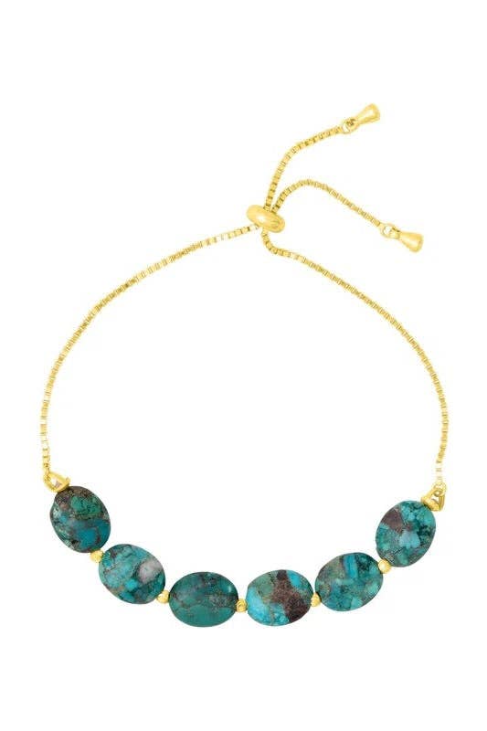 Gold fyb Lucia Turquoise Pull Tie Bracelet for wholesale on Faire