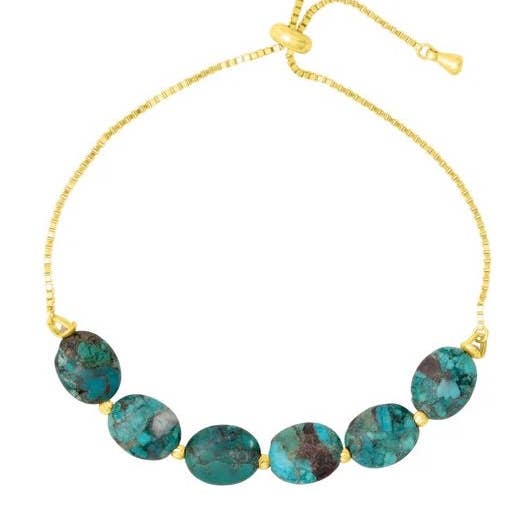 Gold fyb Lucia Turquoise Pull Tie Bracelet for wholesale on Faire0