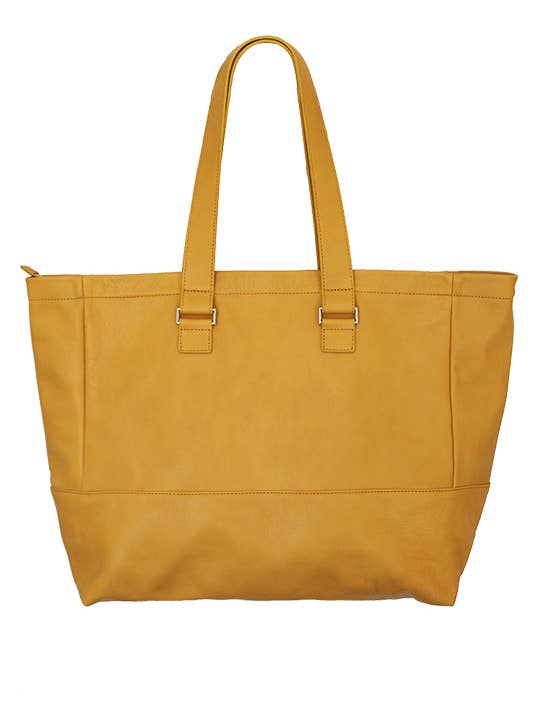 Mustard leather tote bag for wholesale by Ripauste